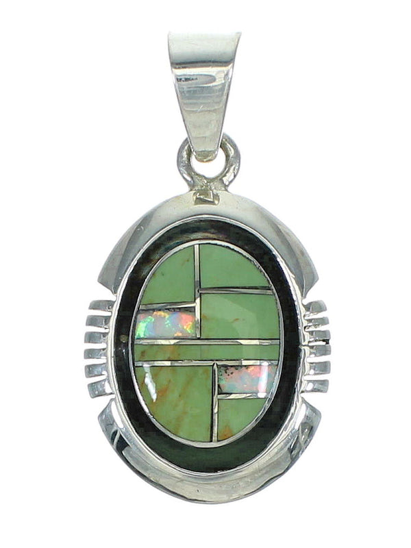Authentic Sterling Silver Turquoise And Opal Southwestern Slide Pendant YX68218